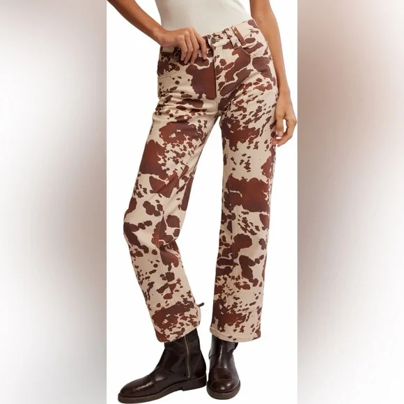 Free People We the Free Risk Taker Mid Rise Printed Jeans size 27 - Picture 2 of 6